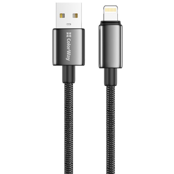 Фото - Кабель Colorway USB - Apple Lightning (zinc alloy braided) 3А 2м Black (CW-CBUL099-BK)